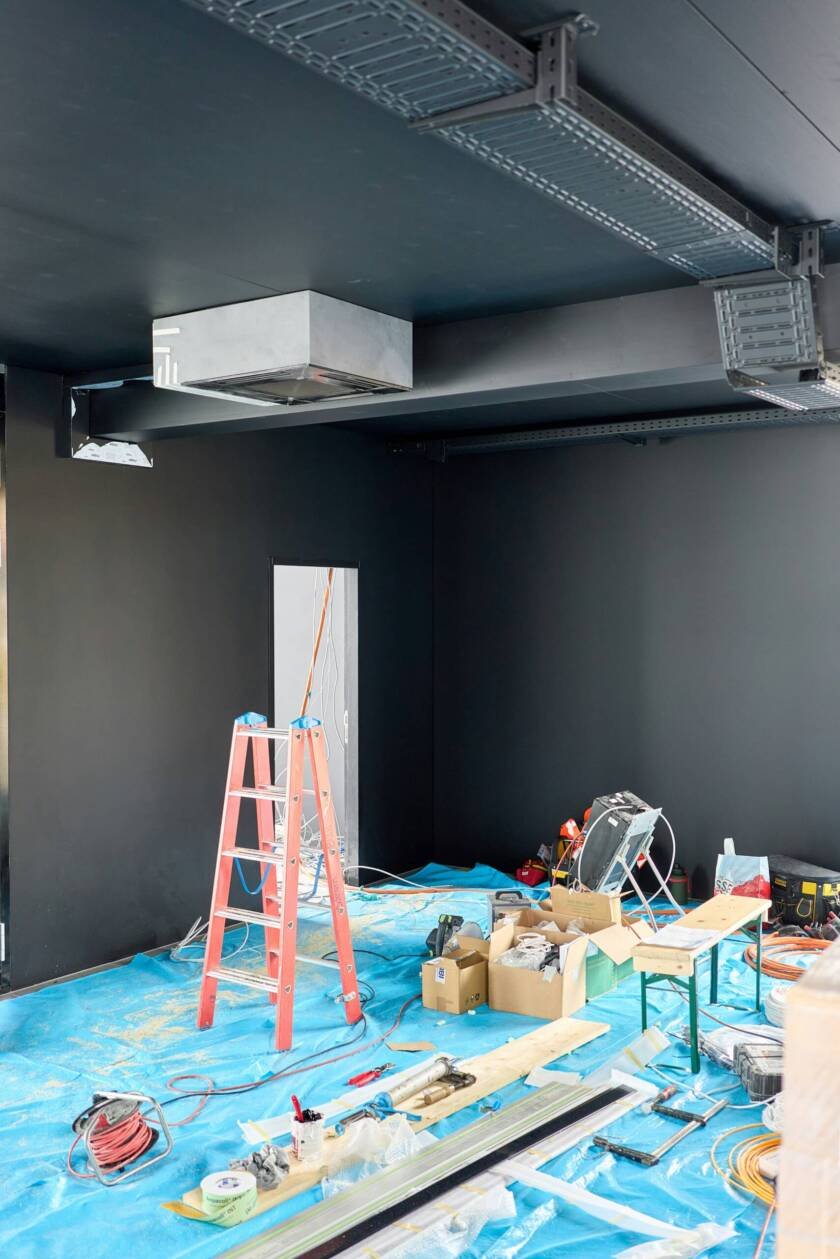 Exterior building painting close up