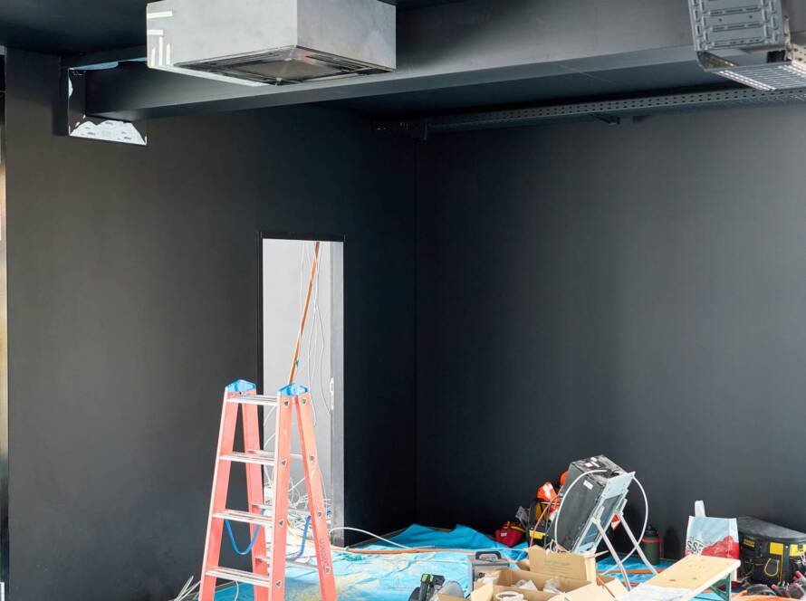 Exterior building painting close up